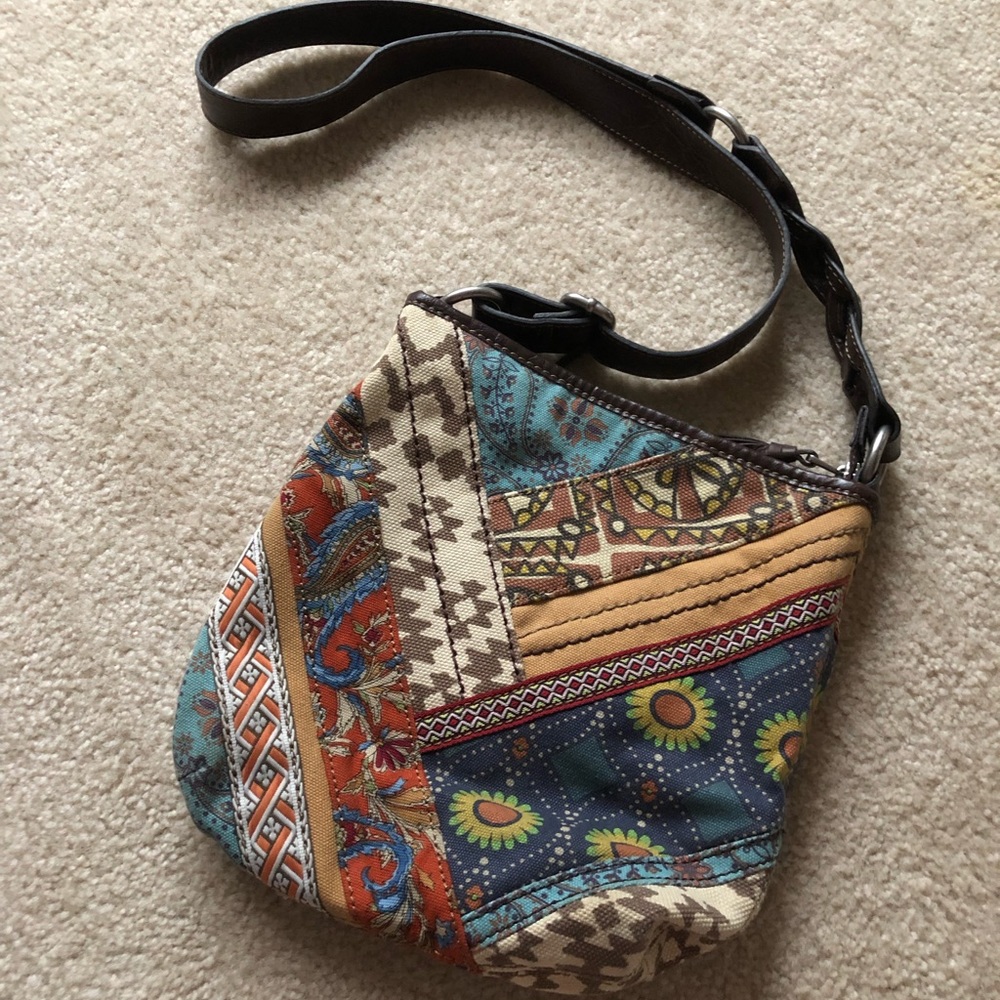 FOSSIL Patchwork Crossbody/Shoulder Brown Purse
